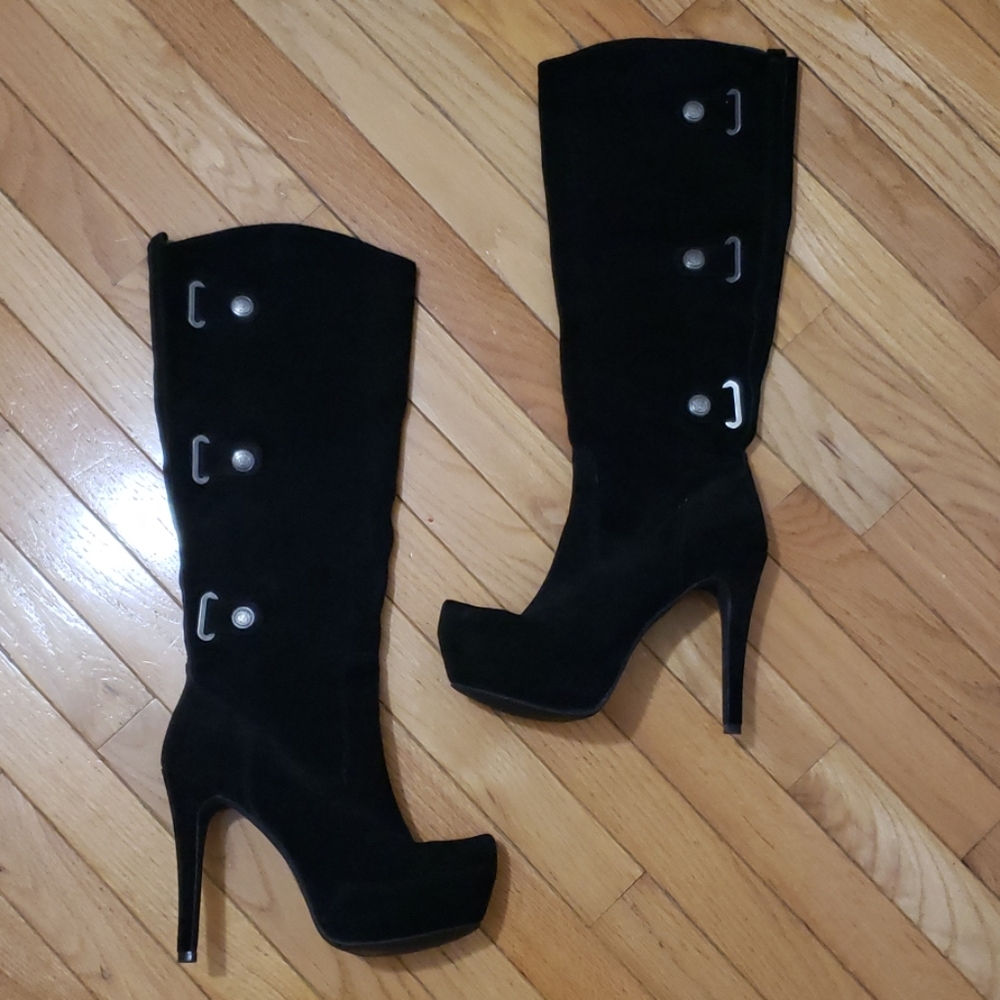 Knee length black boots
